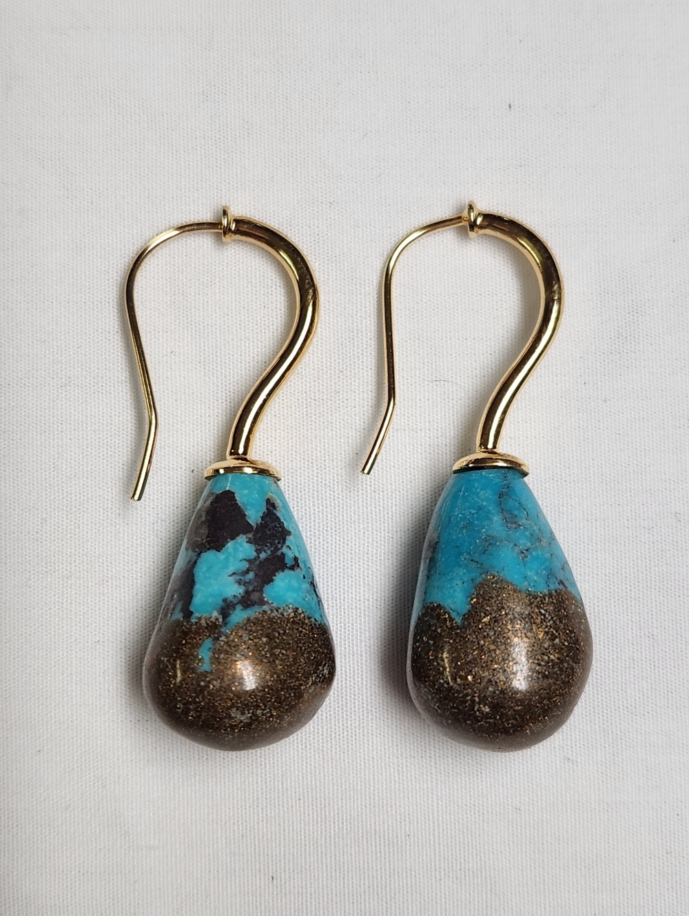 Colleen Lopez Sterling Silver Goldclad Turquoise And Copper Nugget Earrings - Picture 3 of 10
